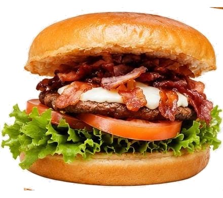 X Tudo da S.M. LANCHES: hambúrguer de carne bovina 180 g com queijo, presunto, bacon, ovo, alface e tomate